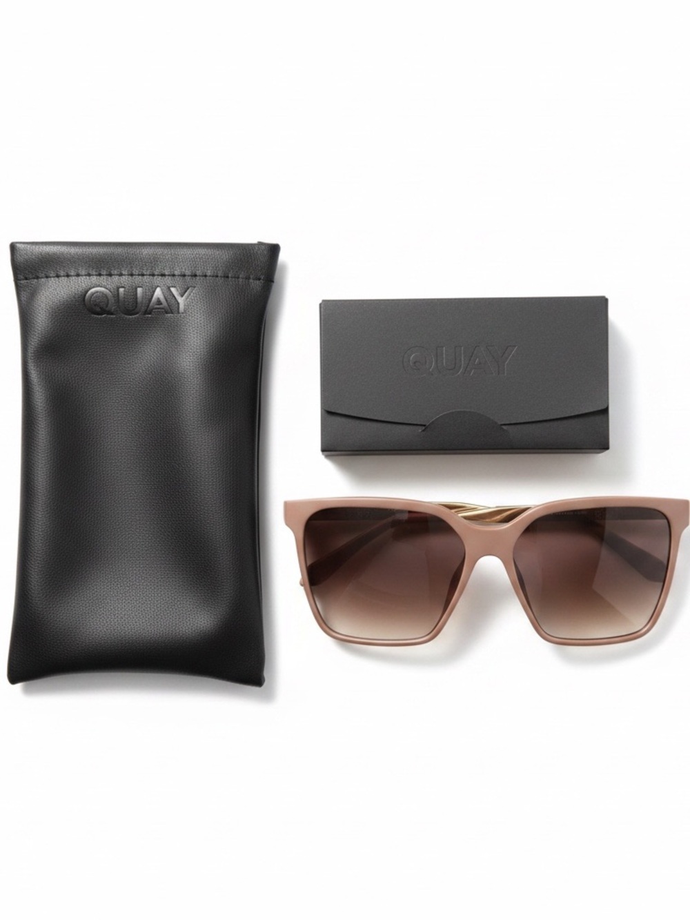 Quay Level Up Remixed Matte Doe Brown Lens Gold Smoke  Sunglasses Authentic New